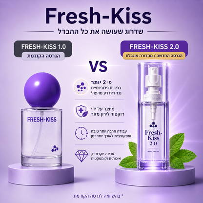 ™FRESH-KISS 2.0 - ספריי נגד ריח רע מהפה לרעננות 24/7